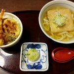 Ganko Tachikawa Saryou - ひな天丼定食780円    うどん お出汁美味しいわあ
