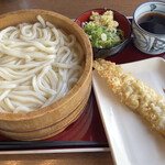 金比羅製麺 - 釜揚げうどん大、穴子天ぷら