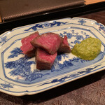 Akanezaka Oonuma - 山形牛イチボ、行者ニンニク味噌