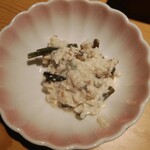 炙り家　かんたろう - 付き出し山菜の入ったおぼろ豆腐