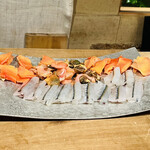 京天神 野口 - ◎新鮮な赤貝とサヨリの刺身。