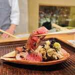 京天神 野口 - ◎牛のヒレの火入れも絶妙。山椒醤油がまた美味い❗️