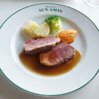 ブラッスリーオザミ 東京スカイツリータウン・ソラマチ店 - 限定特別コース(2800円)のUS産 特選牛ロース肉のステーキ グリーンペッパーソース 季節の野菜添え ブラッスリーオザミ 東京スカイツリータウン・ソラマチ店 - 限定特別コース(2800円)のUS産 特選牛ロース肉のステーキ グリーンペッパーソース 季節の野菜添え