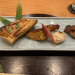 一八(ARAKAWA） - 焼き物　筍　ヤシオ鱒　河豚白子　牛ヒレ肉