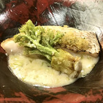 美会 - 喉黒と蕗の薹のココナッツソース　旨い！