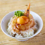 Raw shrimp yukke rice bowl