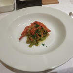 トラットリア・アルベロ - ワタリ蟹のホウレン草を練り込んだタリアテッレ