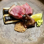 鳥田中 - 窒息鴨ロースト　七谷鴨の甘味のあるモモとハツのロースト