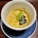 鳥田中 - 白湯粥　七谷地鶏の濃厚な白湯スープで南魚沼産こしひかりを炊いてあります