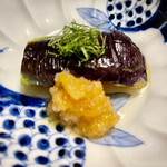 鳥田中 - お新香　泉州の水茄子に津軽の林檎擦り下ろし