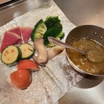 鉄板二百℃ - 5種の焼き野菜のバーニャカウダソース