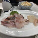 ゆたか食堂 - 黒むつの炙り刺し、マコガレイ