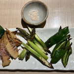 Shinsuke - 焼き野菜盛り合わせ(タケノコ、アスパラ、甘南蛮唐辛子)(税込858円)