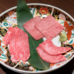 焼肉 わしの - 神戸牛三点種盛り合わせ ササミ 三角バラ カイノミ