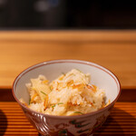 木鶏 - 2022.4 炊き込みご飯（桜海老、筍、芽ネギ）