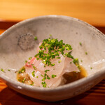 木鶏 - 2022.4 明石の真鯛塩〆 真鯛の白子 おろしポン酢