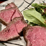 Chef's Table Piatto - ローストビーフ食べ比べ、右からオリーブ牛、但馬牛、飛騨牛
