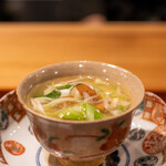 木鶏 - 2022.4 餡掛け茶碗蒸し（北海道産バフンウニ、ウルイ、黄柚子）