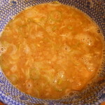 中華蕎麦 とみ田 - スープ割はチャーシュー、ネギ、柚子と全部入れてもらいました