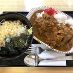 鶴乃庵 - カツカレーとそば(冷たぬき)