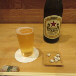 Kagurazaka Ookawaya - ビール・塩豆
