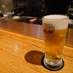 大阪お好み焼き ともくん家 - やっぱり最初は生ビールで！