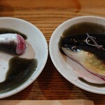 かぶと - 頭（左養殖・右天然）