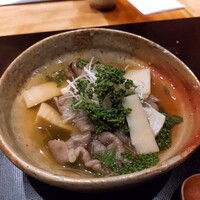 炭火割烹 白坂 - ⚫「金時豚  白子筍  花山椒」