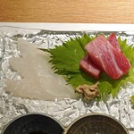 RITO - お造り　　宮城県産の天然本鮪と千葉県産のカワハギ
