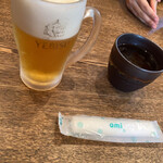 石臼挽き手打ち蕎麦 さん晴 - ビール中ジョッキ315円(半額キャンペーン)