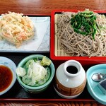 庄屋 - かき揚げ天もり蕎麦(大盛)　900円＋100円