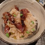 伯雲 - 蛍烏賊のご飯 蕗とスナップエンドウと