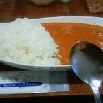 辛口チキンカレーとスプーン。
