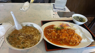 白王龍 - 野菜味噌ラーメン＋海老チリ飯