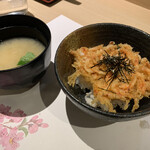 Tempura Kobashi - 桜海老のかき揚げを最後、天丼からの天茶へ