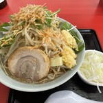 ラーメン もっけだの - 『海老塩ラーメンニンニクマシマシヤサイマシマシ』+ネギ