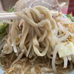 ラーメン もっけだの - 『海老塩ラーメンニンニクマシマシヤサイマシマシ』の麺
