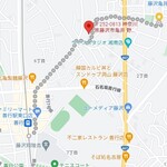 カメイノ食堂 - 地図　小田急線善行駅からの徒歩ルート例