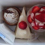 湘南菓子工房ヒラオカ - 蒸し栗のモンブラン、苺のショート、ストロベリーパフェ