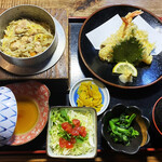 天ぷらと釜飯