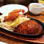 ぶどう亭 - エビフライ&ハンバーグセット(1,050円)