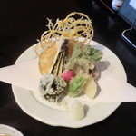 手打そば千花庵 - 野菜天盛り合わせ