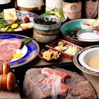 Enjoy a special time with our unique stone grilling style and wine♪