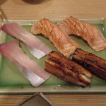 富梅 - 2013.02.15　カンパチ、炙り穴子、炙りサーモン