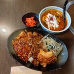 大手門 - ユッケジャンラーメン（小）＋焼肉屋の豚丼