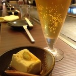 福太郎 - アボガド豆腐ハーフとビール小