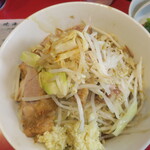 ラーメン二郎 - 汁なし半分＋ニンニク多め＋青ネギ