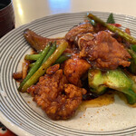 下々味 - 茄子と鶏肉とキノコの黒味噌炒め