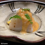 日本料理 新茶家 - 鮑と玉珧と2種類のアスパラの胡麻和え