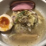 鴨出汁中華蕎麦 麺屋yoshiki - 蛤昆布水の塩つけ蕎麦＋蛤リゾット